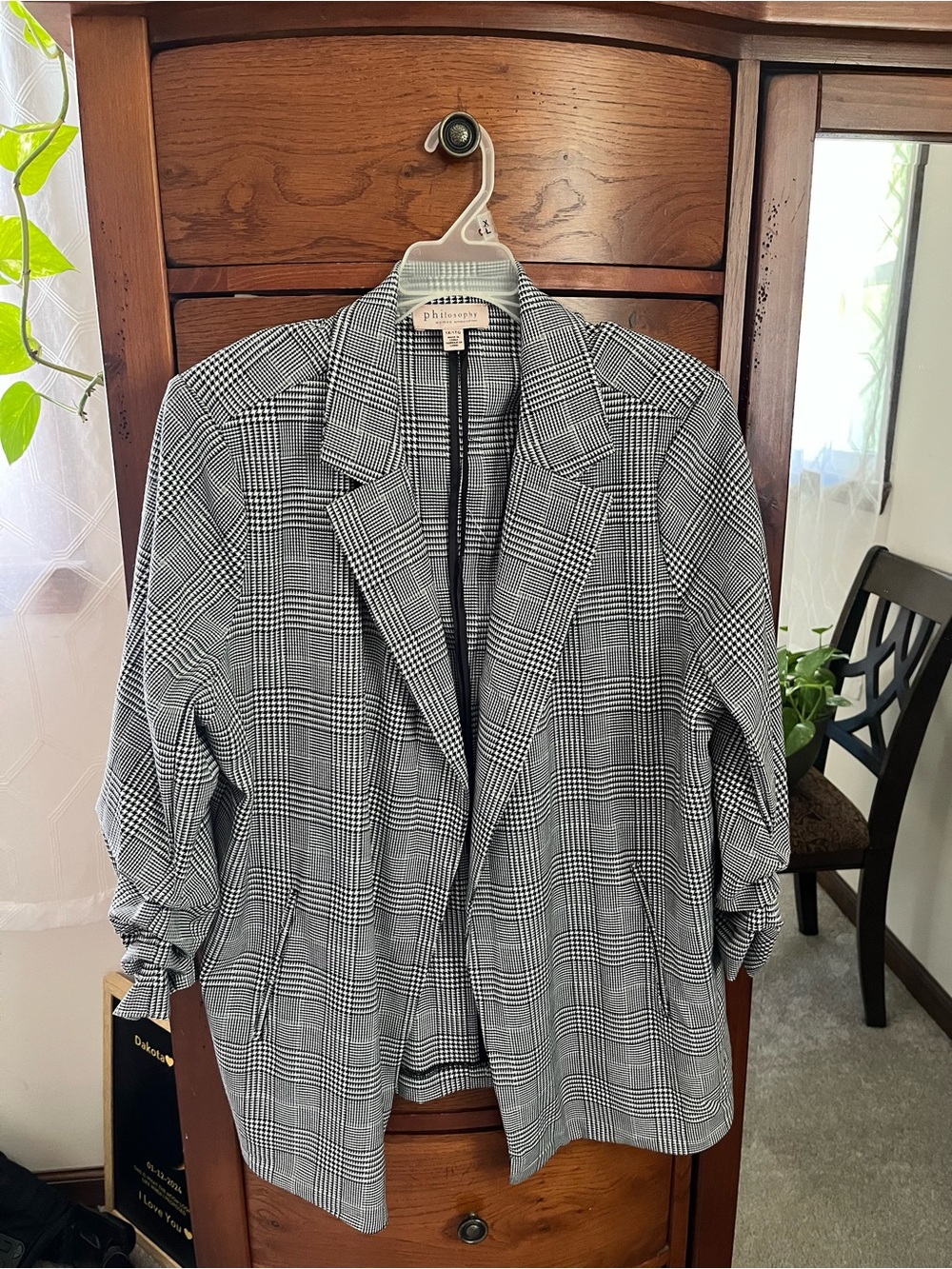 Philosophy Black & White Glen Plaid Blazer